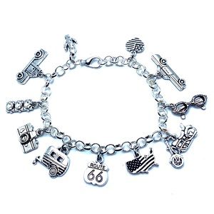 Route 66 Charm Bracelet Retro Road Trip USA Charms